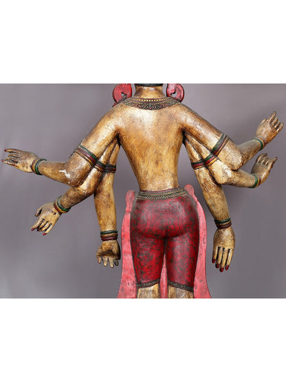 Large Wooden Amoghapasha from Nepal | Handmade Wood Statue