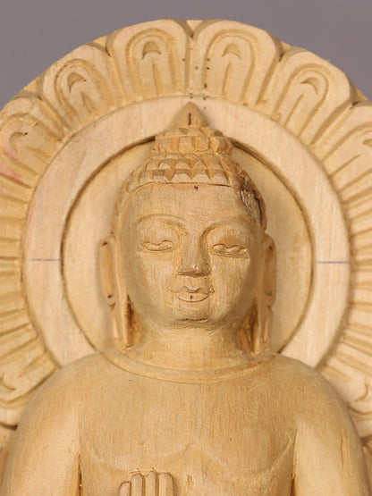 9" Wooden Lord Buddha | Handmade | Wooden Sculpture