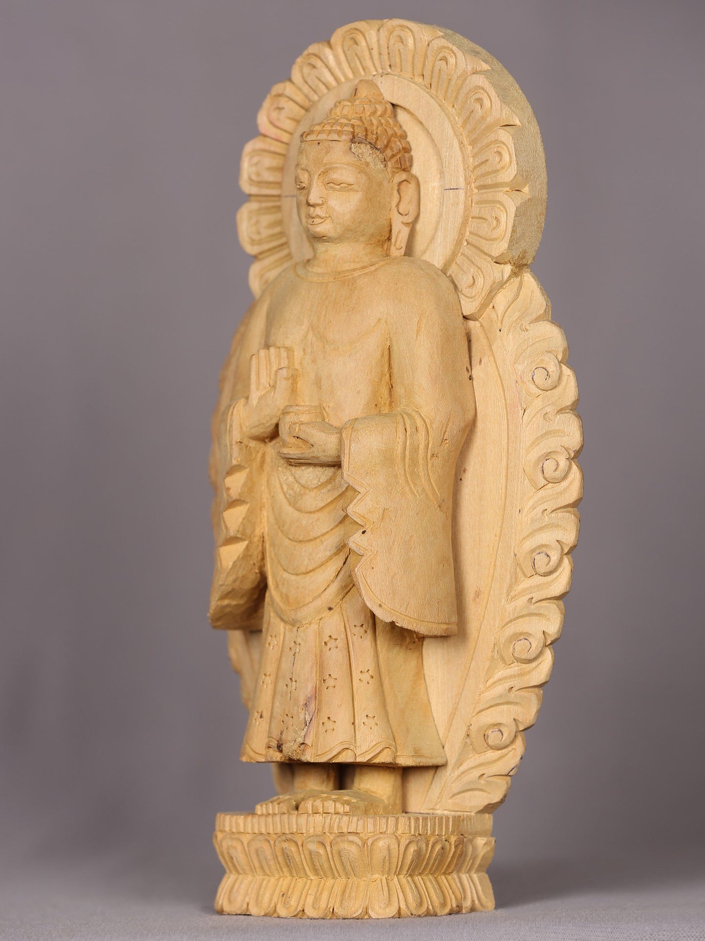 9" Wooden Lord Buddha | Handmade | Wooden Sculpture