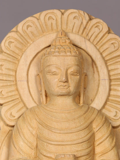 9" Wooden Lord Buddha | Handmade Sculpture