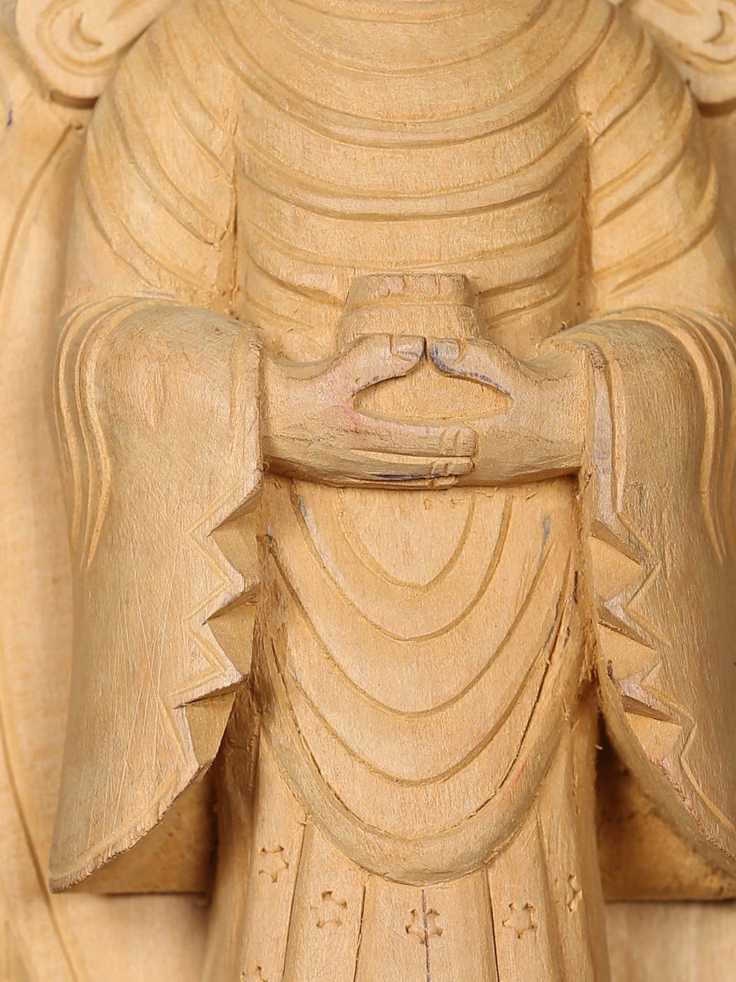 9" Wooden Lord Buddha | Handmade Sculpture