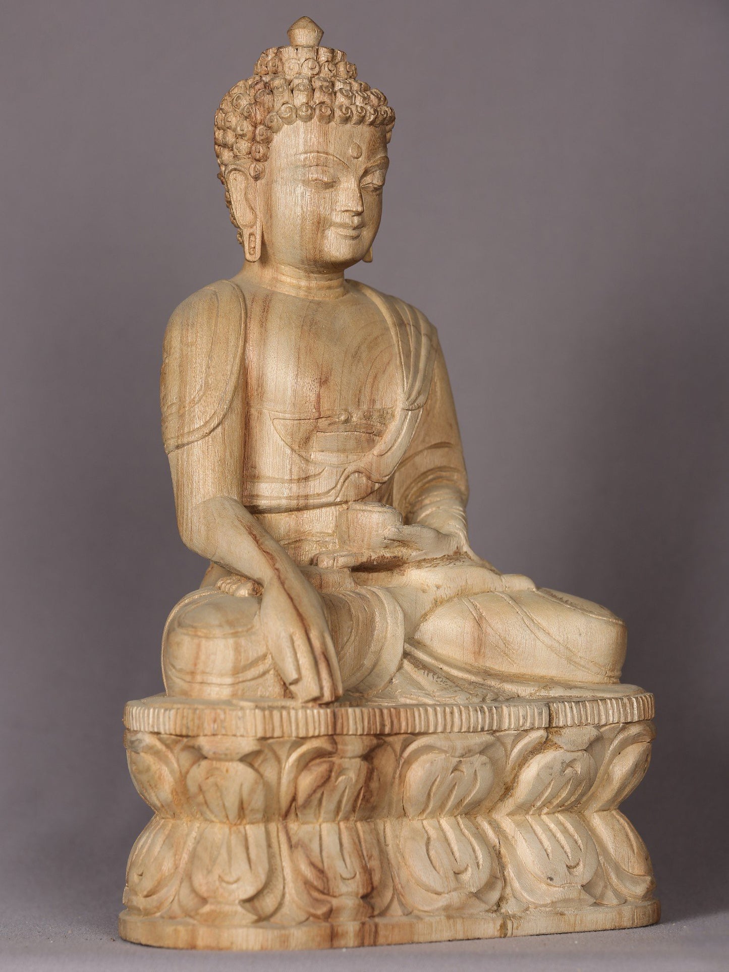 12" Wooden Lord Shakyamuni Buddha Idol | Handmade Sculpture