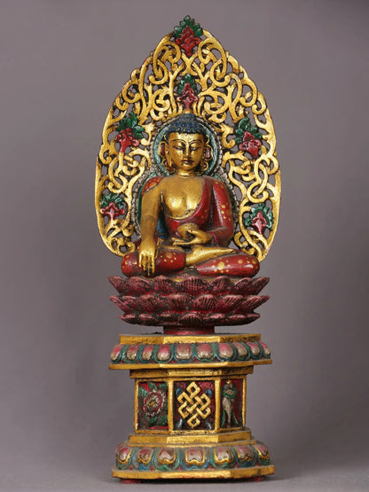 11" Wooden Lord Shakyamuni Buddha Statue | Handmade Sculpture