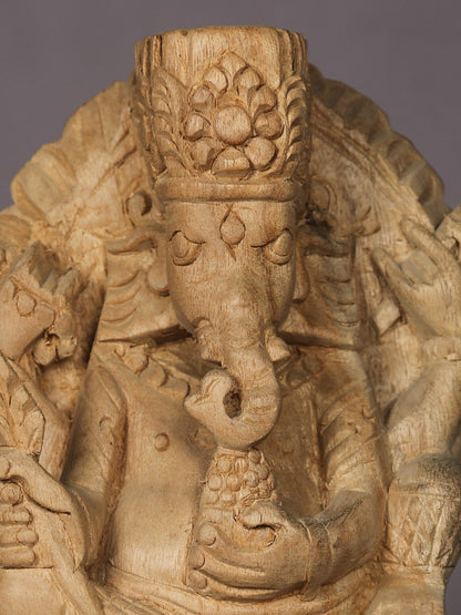 5" Small Wooden Lord Ganesha Statue | Handmade Sculpture