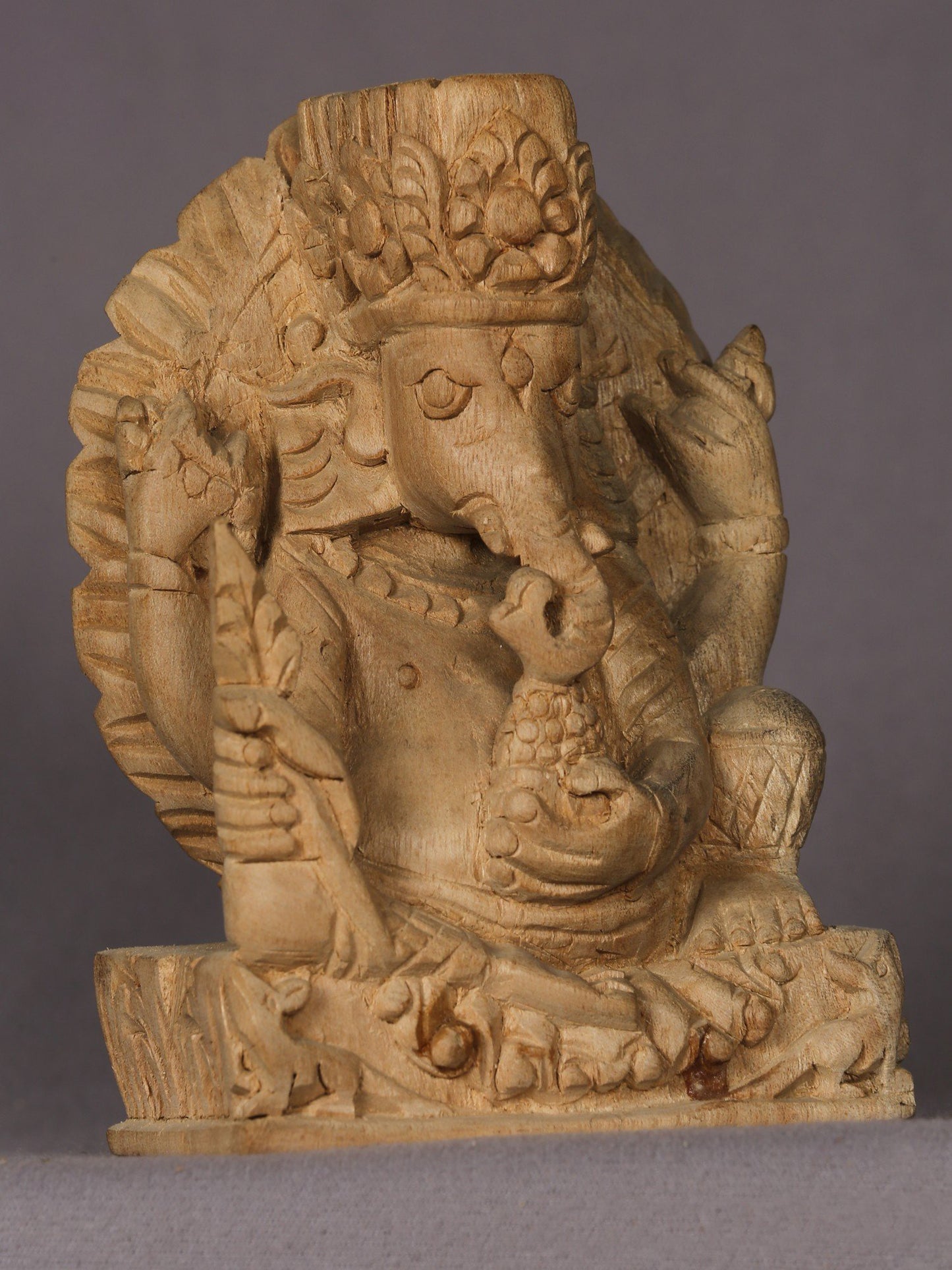 5" Small Wooden Lord Ganesha Statue | Handmade Sculpture