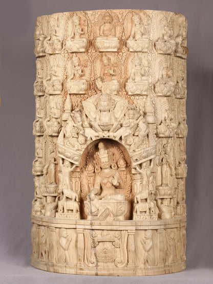 24" Breath taking 21 Taras Handcarved In Wood | Mother Of All Buddhas | Masterpiece | Handcrafted In Nepal