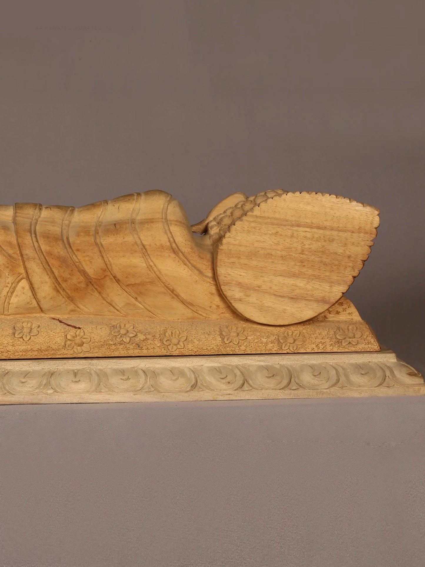 24" Wooden Lord Sleeping Buddha Sculpture | Handmade Wooden Sculpture