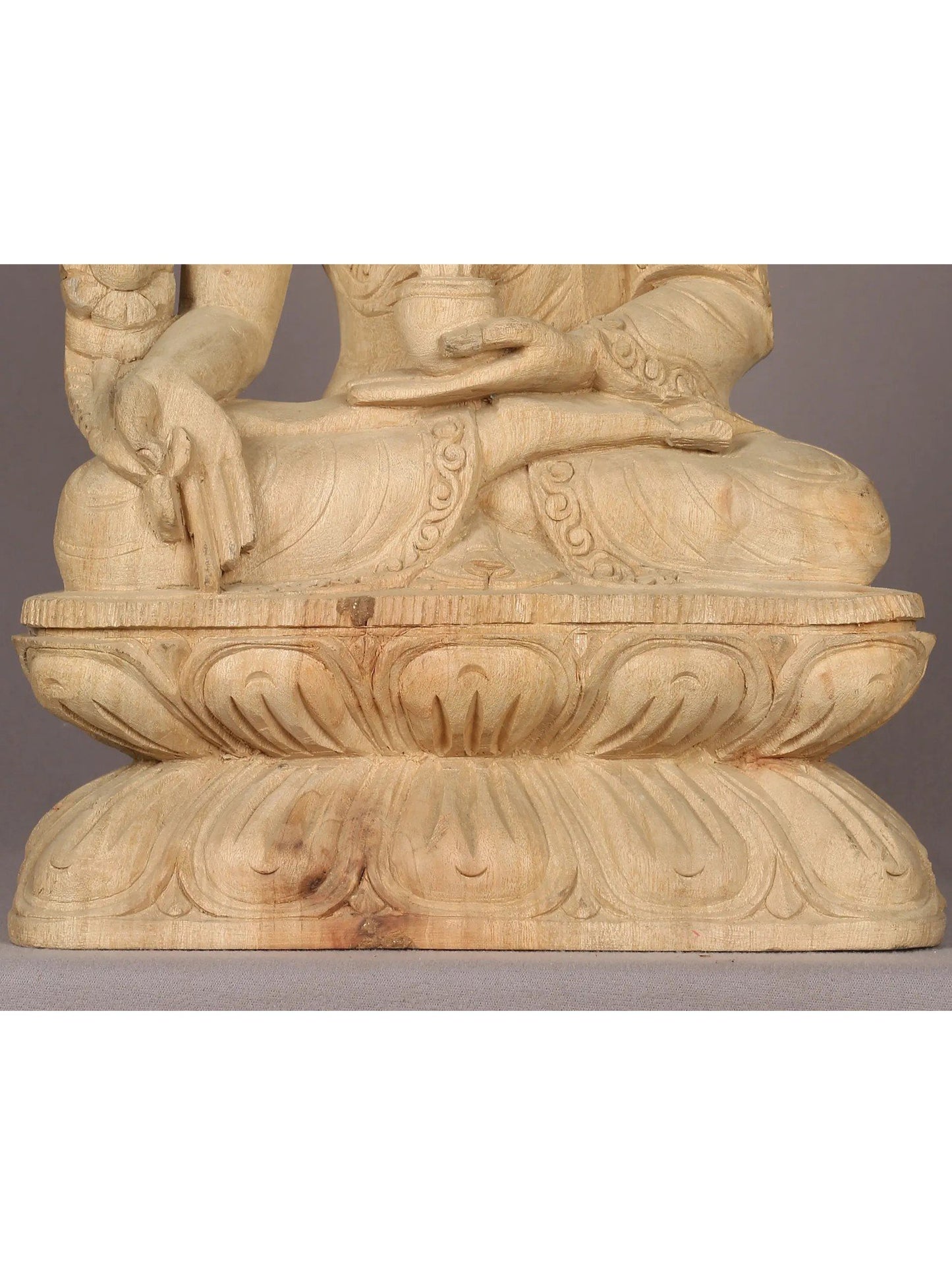 16" Wooden Lord Medicine Buddha Sculpture | Handmade Sculpture