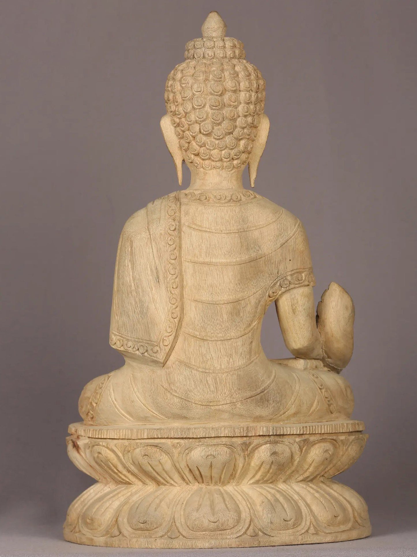 16" Wooden Lord Medicine Buddha Sculpture | Handmade Sculpture