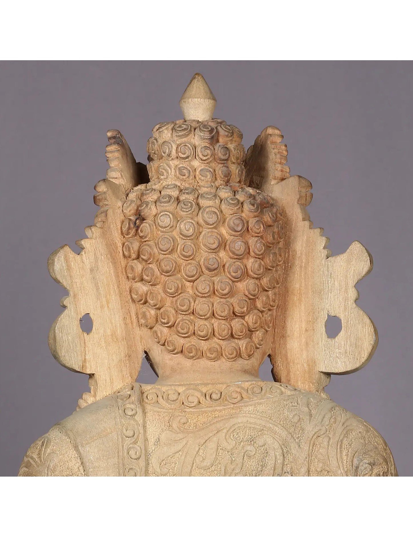 20" Wooden Crowned Lord Buddha Sculpture | Handmade Wooden Sculpture