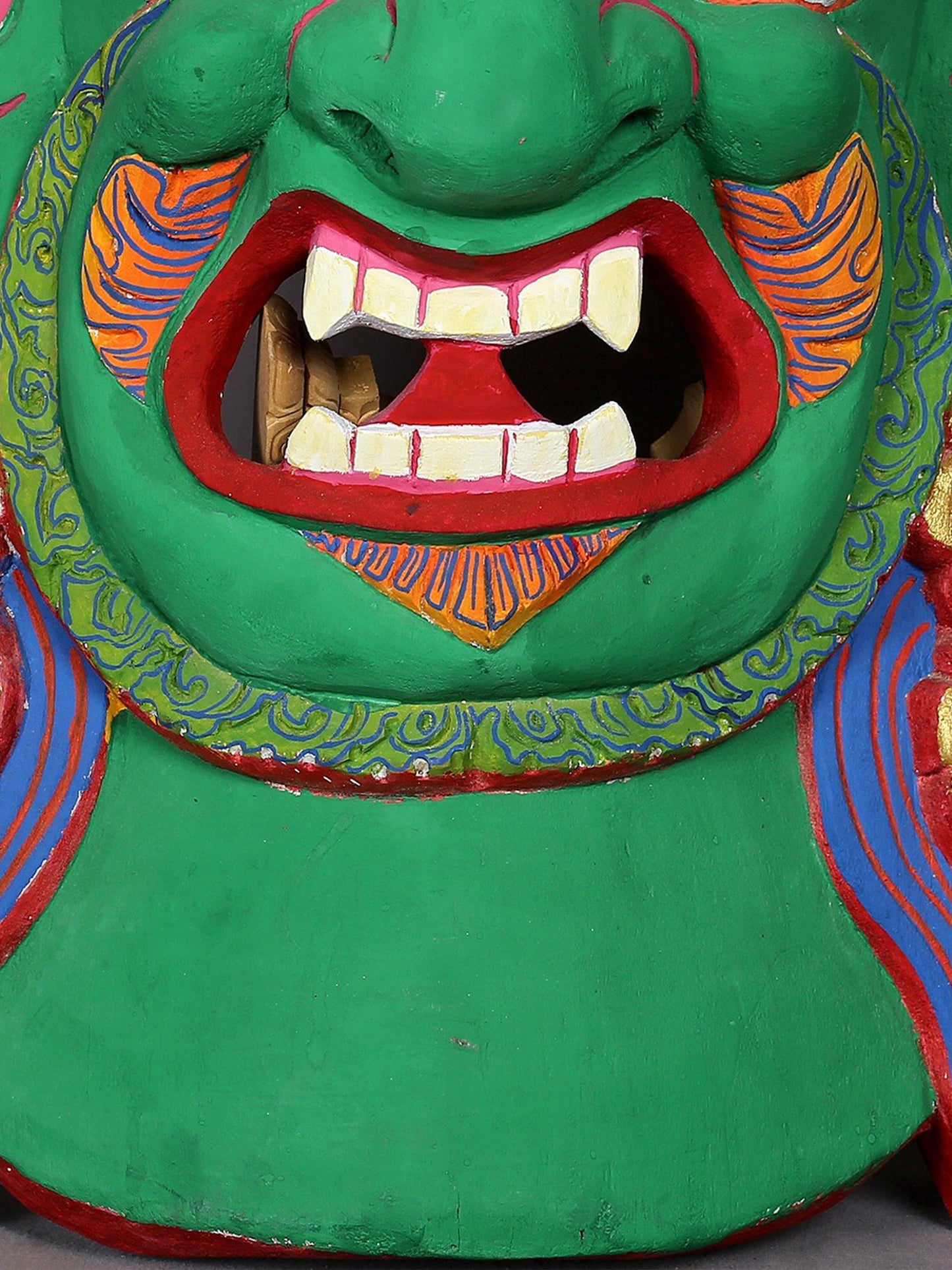 26" Wooden Bhairava Mask | Handmade Wooden Sculpture