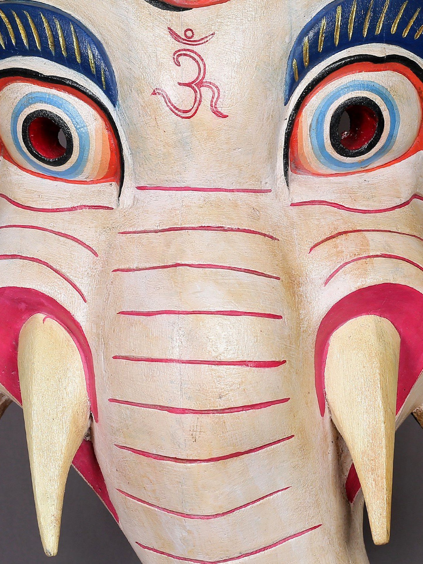 27" Wooden Lord Ganesha Mask | Aesthetic Nepalese Wooden Idols