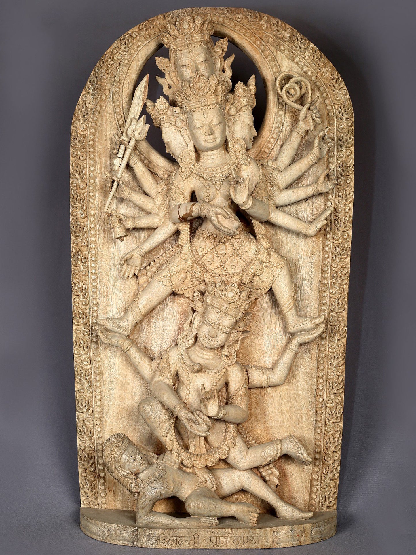 Siddhi Lakshmi Purna Chandi: Rare Goddess Large Wooden Statue