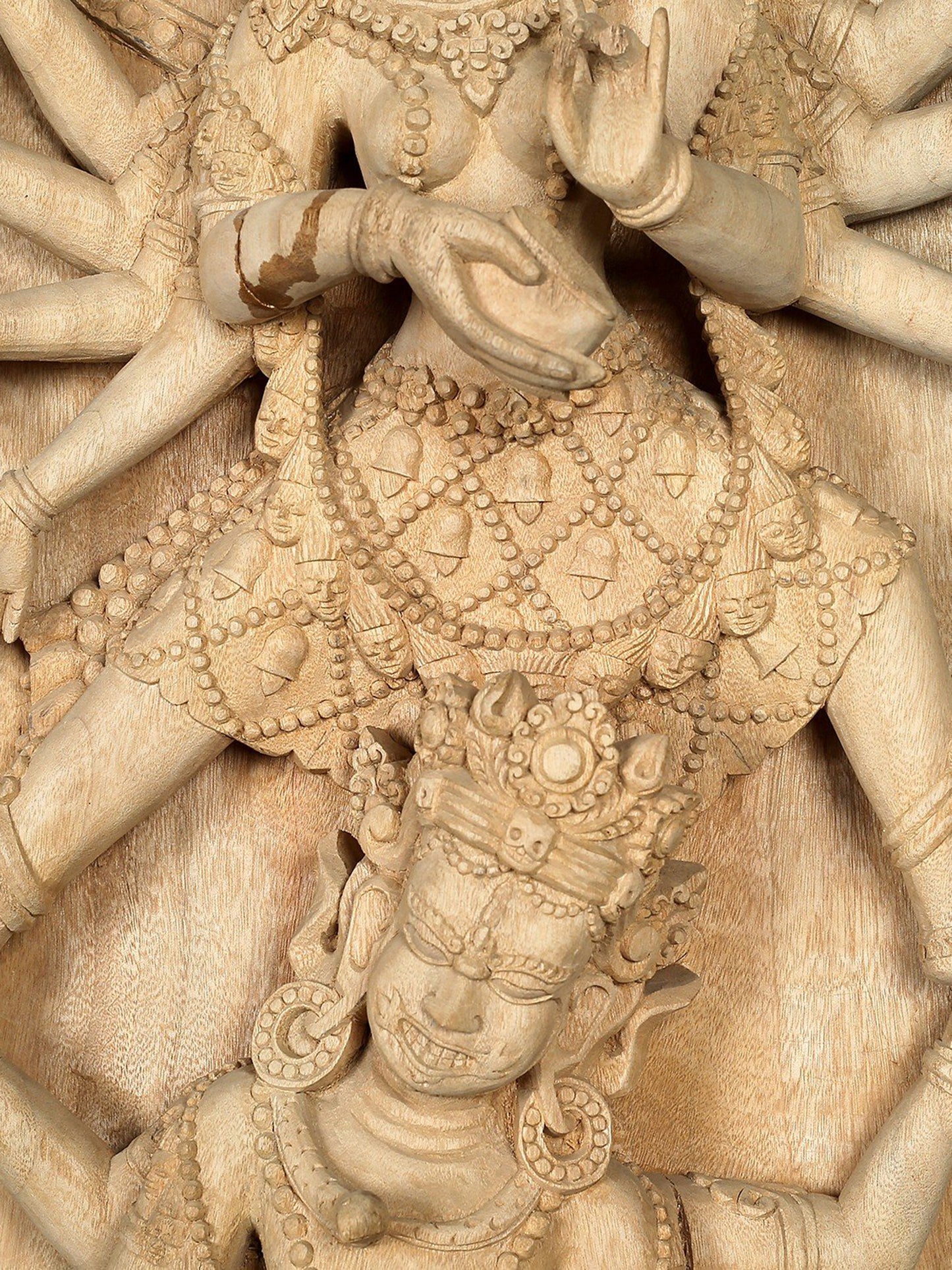 Siddhi Lakshmi Purna Chandi: Rare Goddess Large Wooden Statue