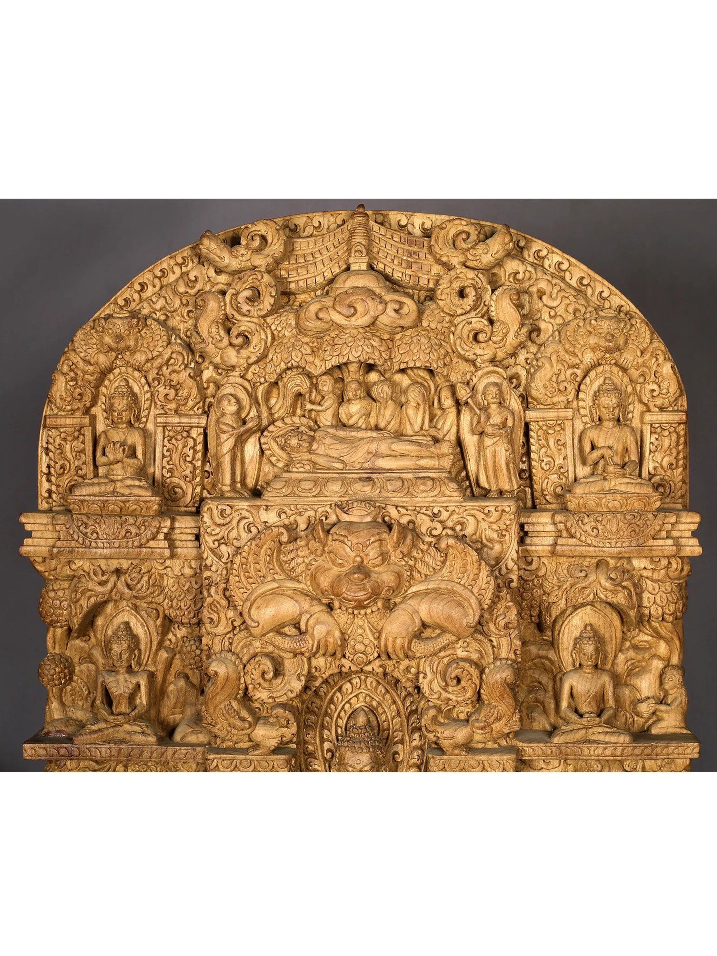 32" Magnificent Statue Depicting Lord Buddha's Life (This Extremely Rare Artwork Was Handcarved In Nepal)