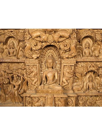 32" Magnificent Statue Depicting Lord Buddha's Life (This Extremely Rare Artwork Was Handcarved In Nepal)