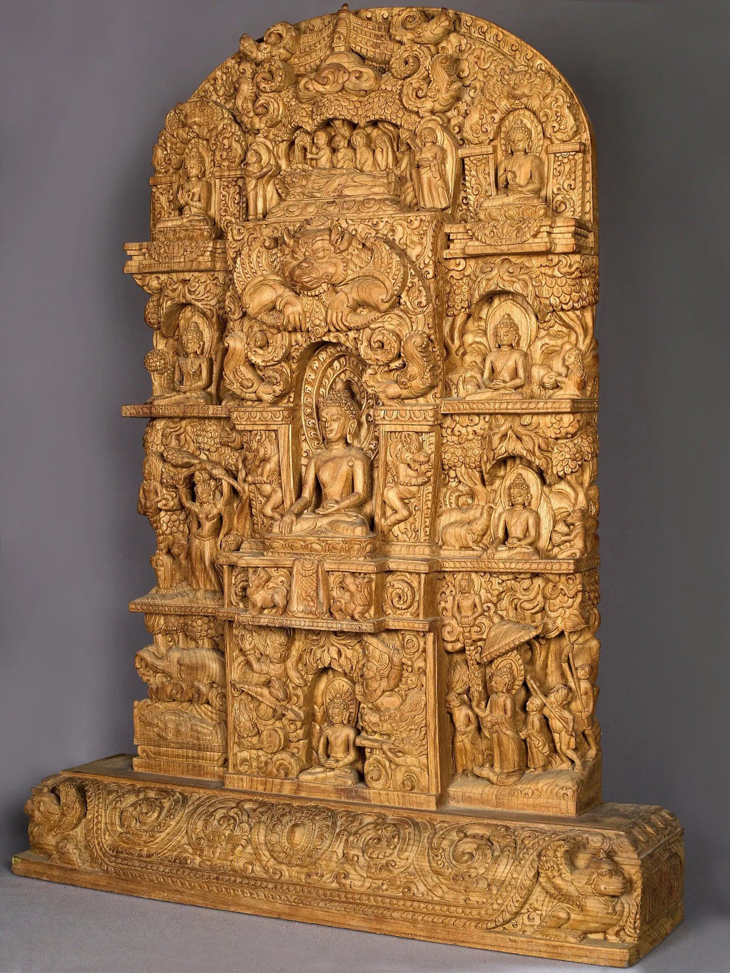 32" Magnificent Statue Depicting Lord Buddha's Life (This Extremely Rare Artwork Was Handcarved In Nepal)