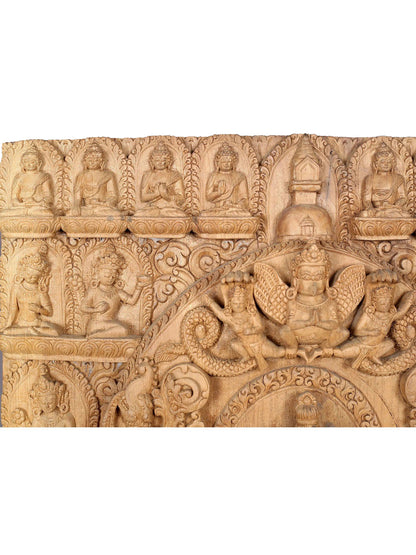 25" Crowned Lord Buddha | Handcarved In Nepal | Made Of Campor Tree Wood