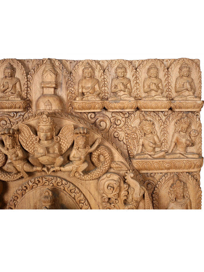 25" Crowned Lord Buddha | Handcarved In Nepal | Made Of Campor Tree Wood