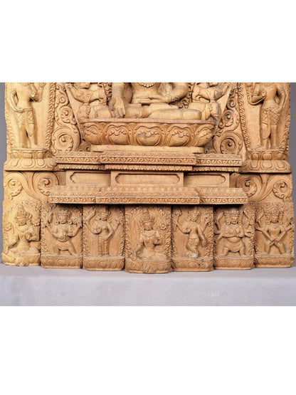 25" Crowned Lord Buddha | Handcarved In Nepal | Made Of Campor Tree Wood