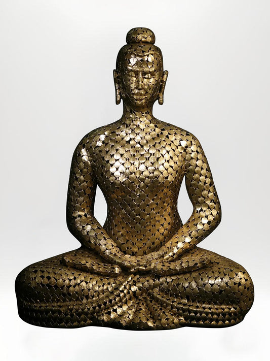 Exquisite Buddha Idol crafted from Brass leaves 51-Inch