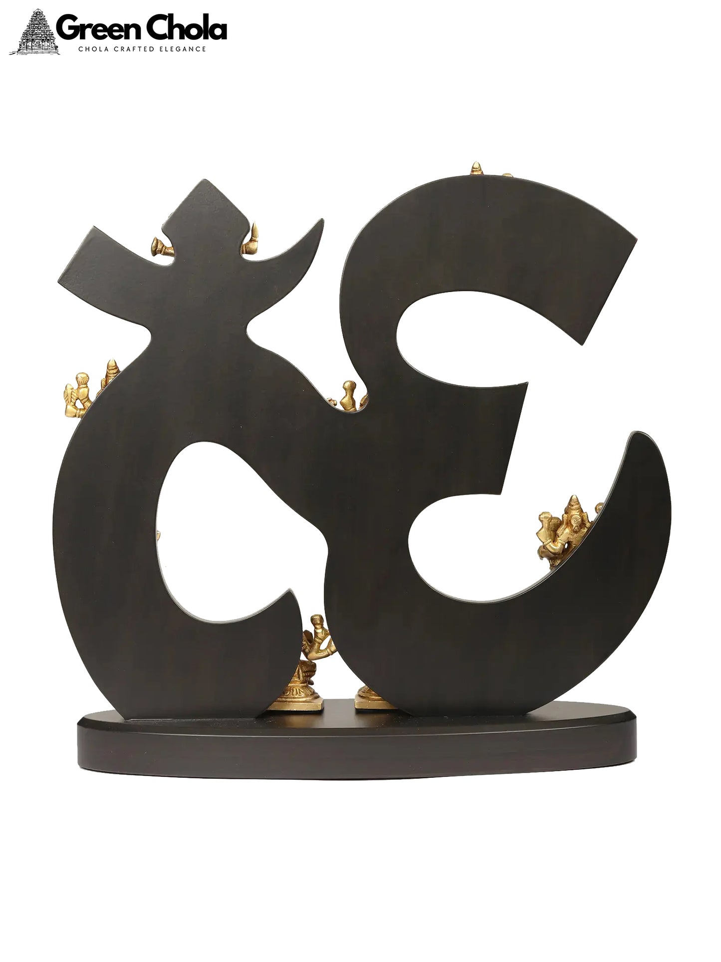 Wood Based Om with Ashtalakshmi Brass Idol | Decorative Home Accent