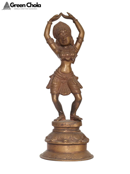 9-Inch Dancing Apsara Menaka Brass Statue