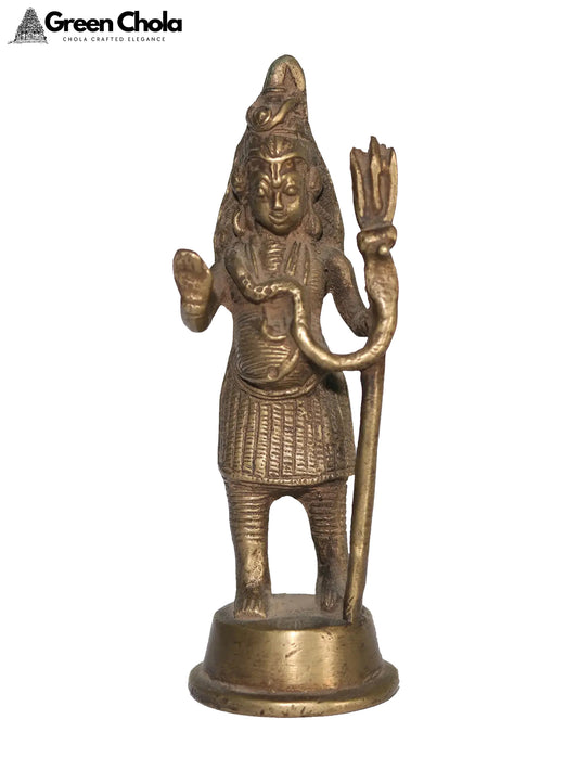 4-Inch Small Lord Shiva Brass Idol with Trident