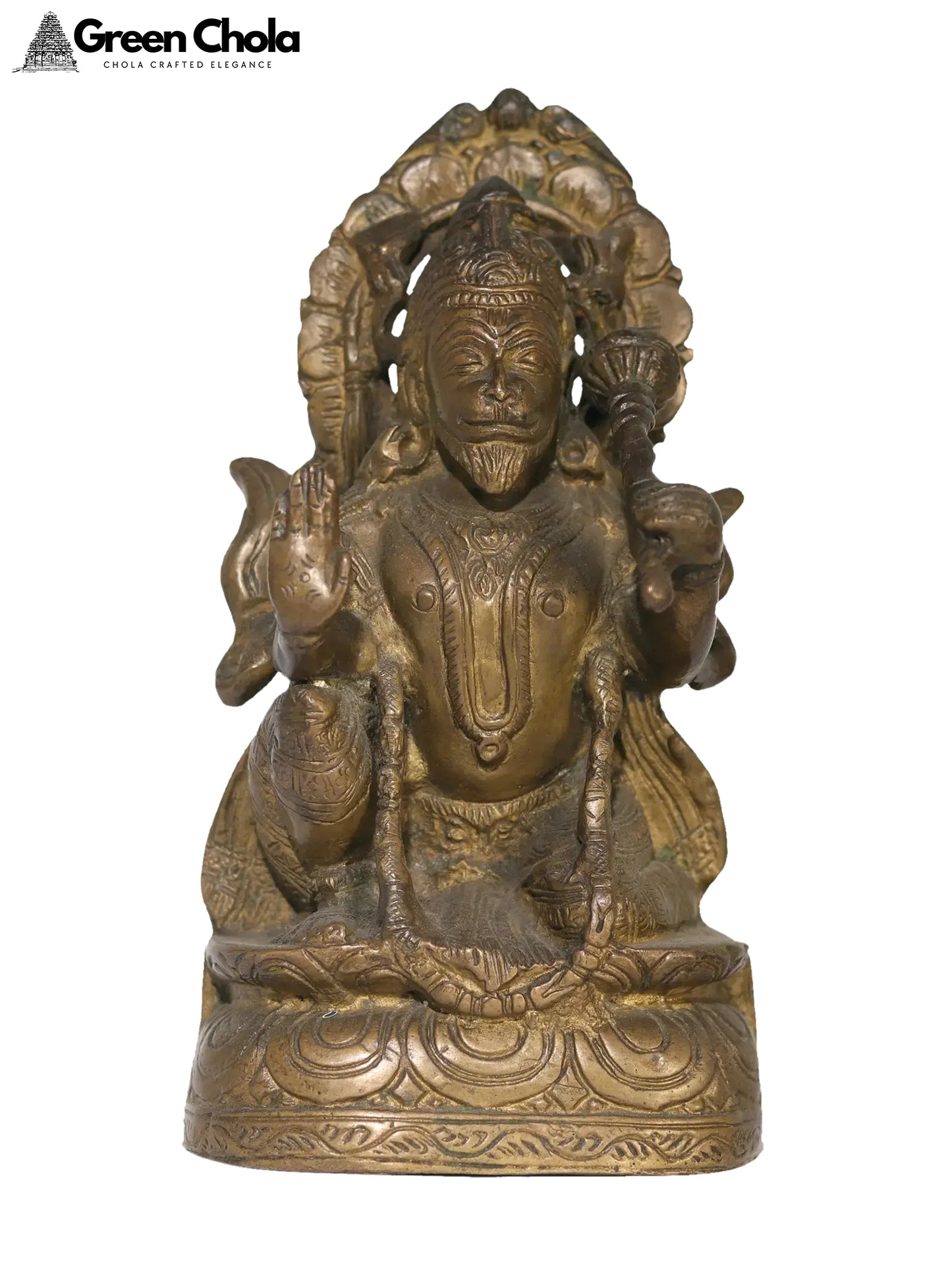 7-Inch Lord Hanuman Brass Statue Bestowing Blessings