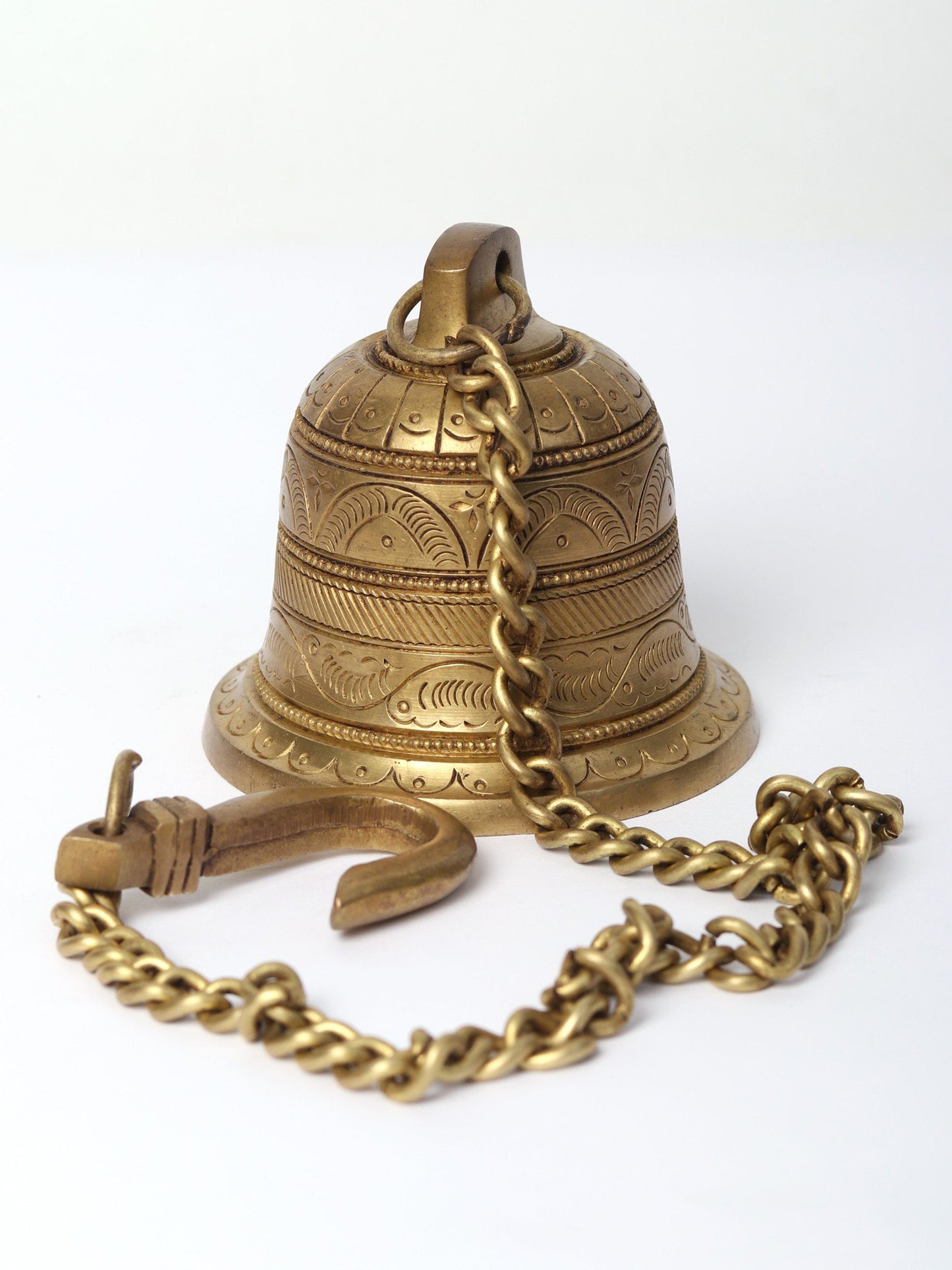 3" Wall Hanging Bell In Brass | Designer Brass Bell | Ritual Item For Gifting