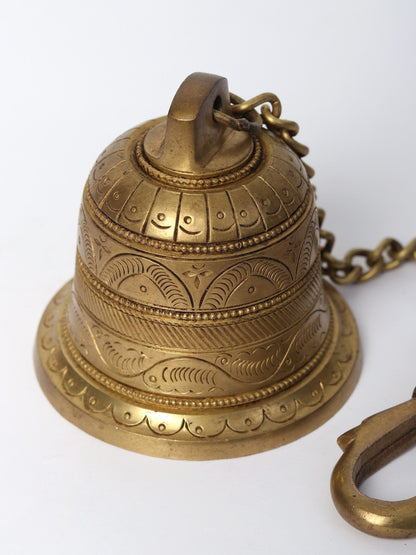 3" Wall Hanging Bell In Brass | Designer Brass Bell | Ritual Item For Gifting