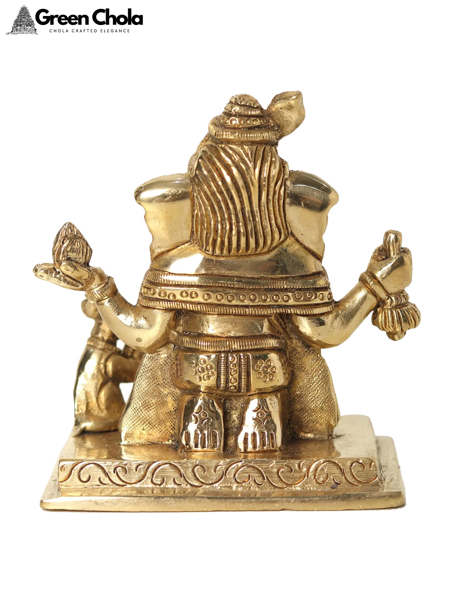 3-Inch Small Lord Ganesh Brass Idol Worshipping Shivalinga