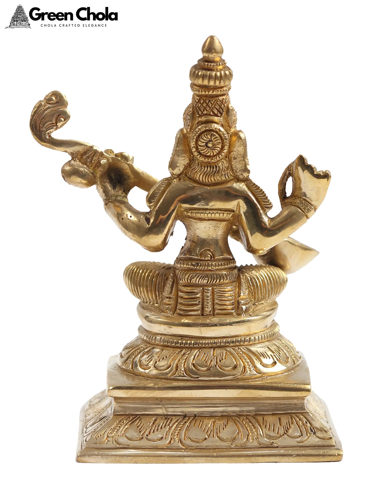 4-Inch Small Goddess Saraswati Brass Idol with her Veena