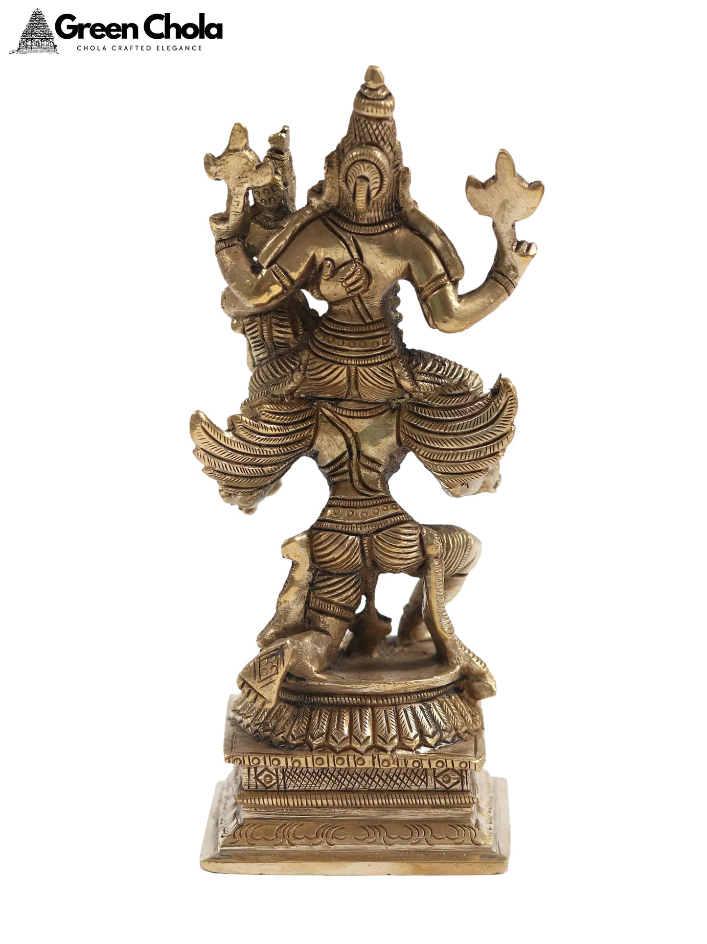 Small Vishnu Lakshmi Brass Idol Seated on Garuda 5-Inch