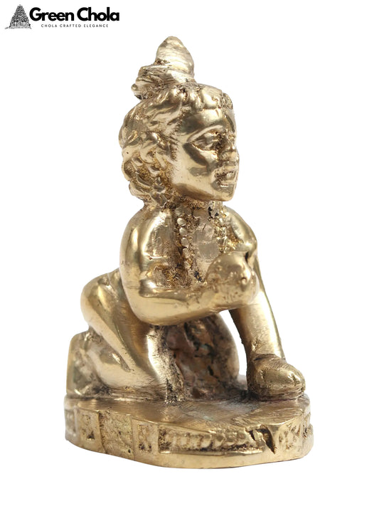 2-Inch Small Laddu Gopal Brass Idol