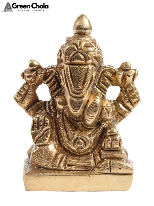 1-Inch Small Four-Armed Ganesha Brass Idol