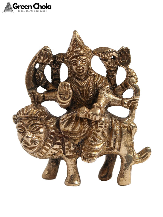 2-Inch Small Goddess Durga Brass Idol