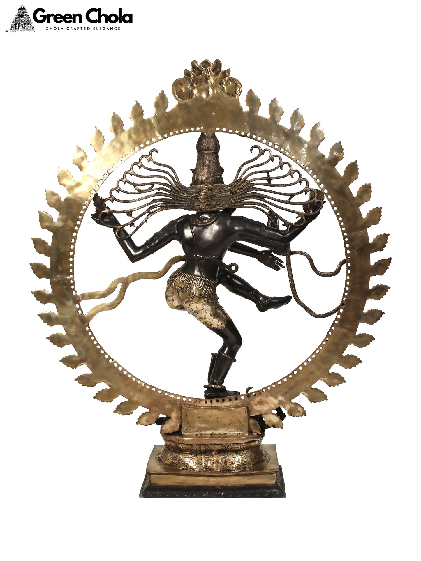 Dancing Lord Shiva Idol | Black and Gold Nataraja Brass Statue 72-Inch