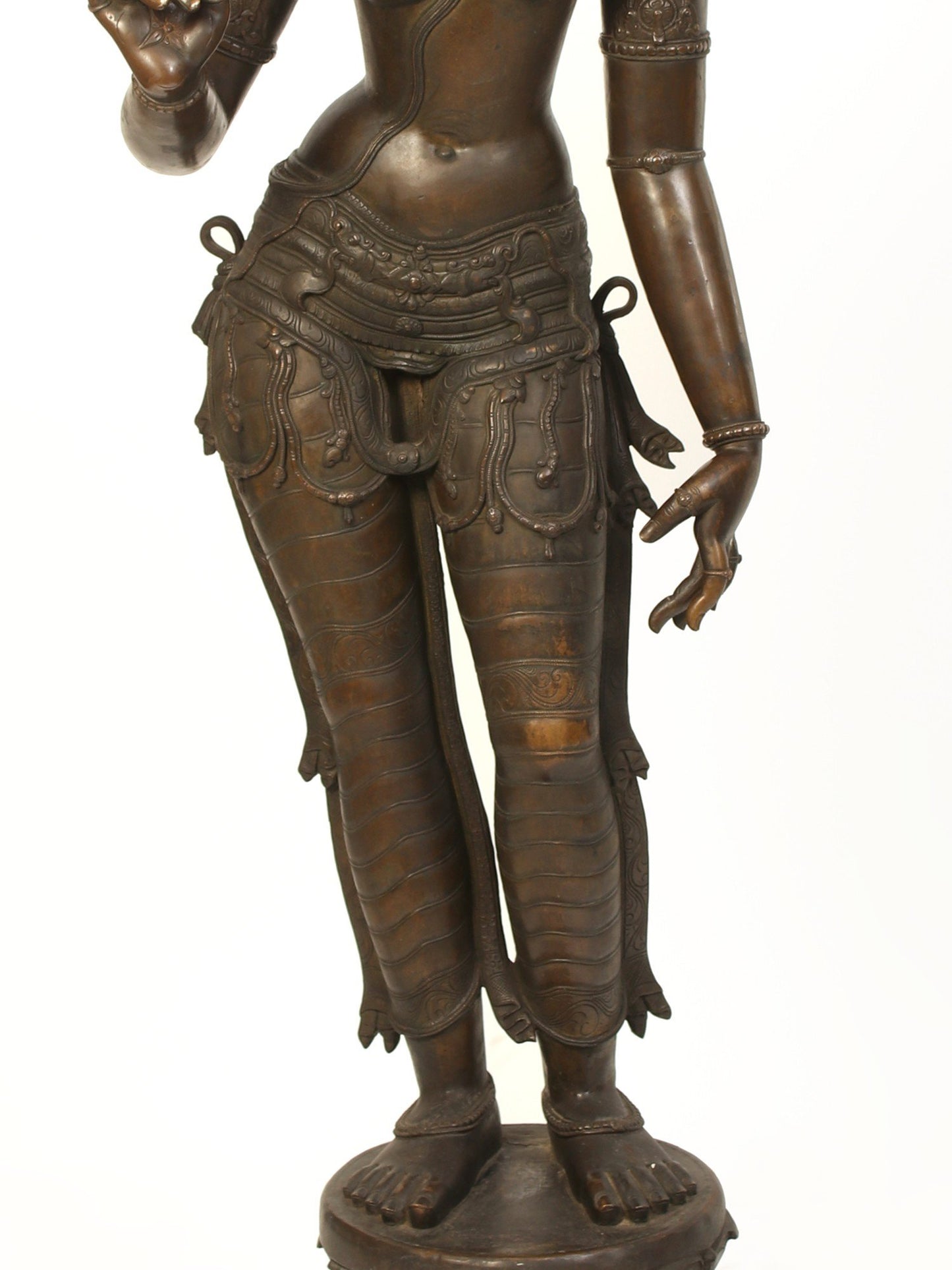 70" Large Standing Goddess Sivagami (Devi Uma) Bronze Sculpture