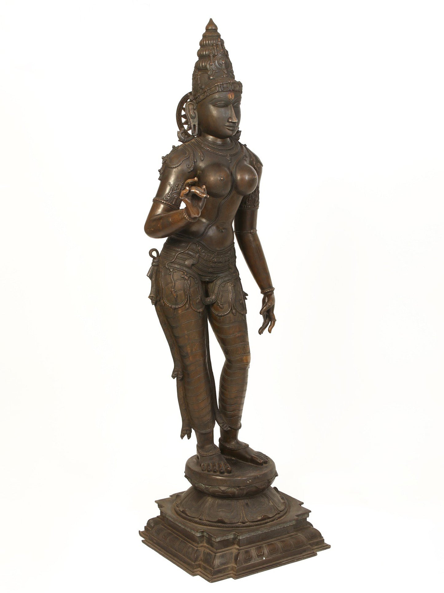 70" Large Standing Goddess Sivagami (Devi Uma) Bronze Sculpture