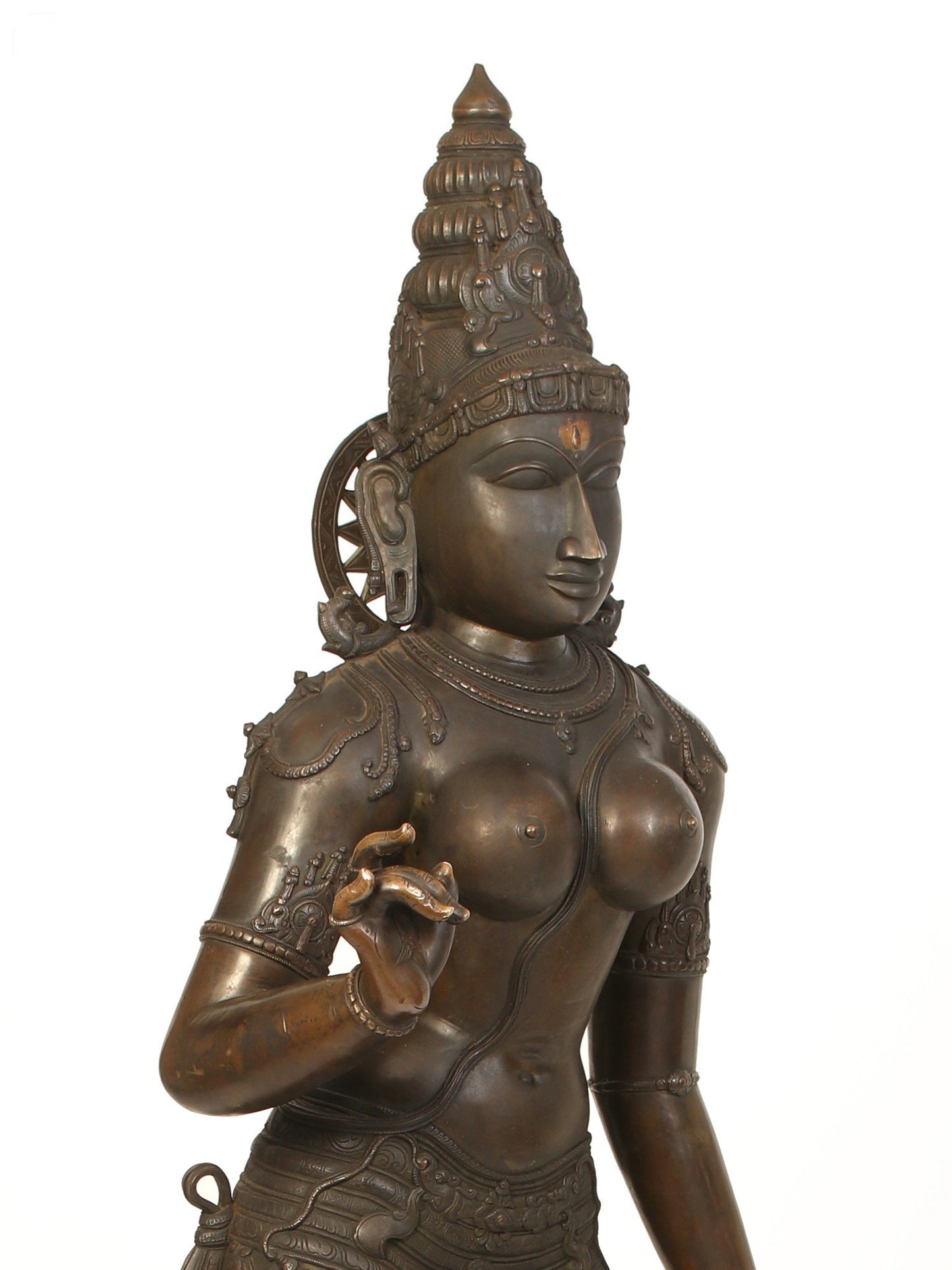 70" Large Standing Goddess Sivagami (Devi Uma) Bronze Sculpture