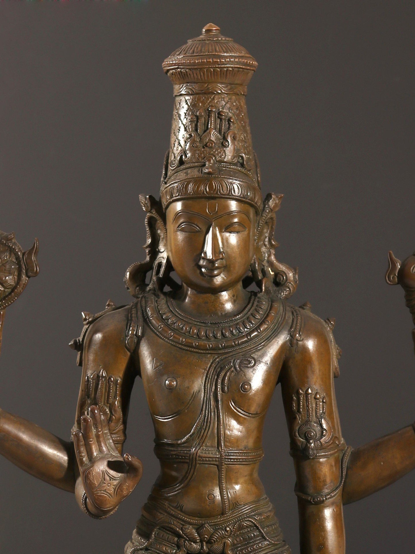 36" Large Four-Armed Standing Lord Vishnu Bronze Sculpture | Bronze Statue