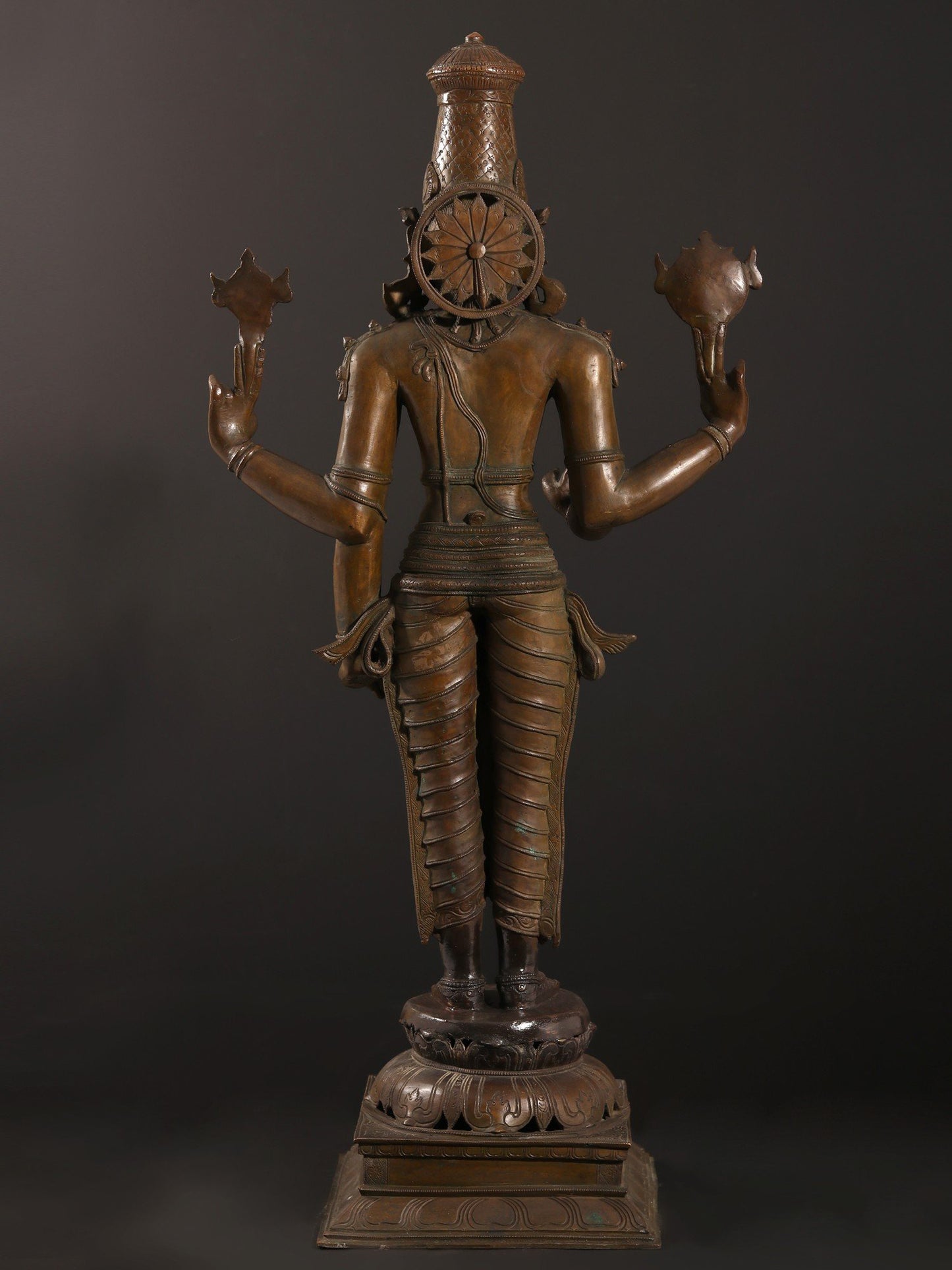 36" Large Four-Armed Standing Lord Vishnu Bronze Sculpture | Bronze Statue