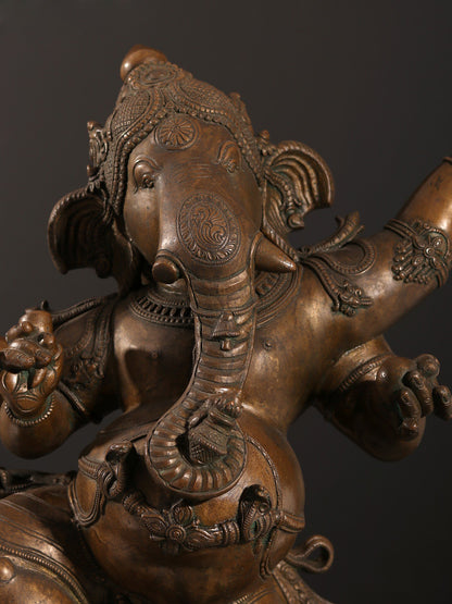 29" Four-Armed Dancing Lord Ganesha Bronze Sculpture | Bronze Statue