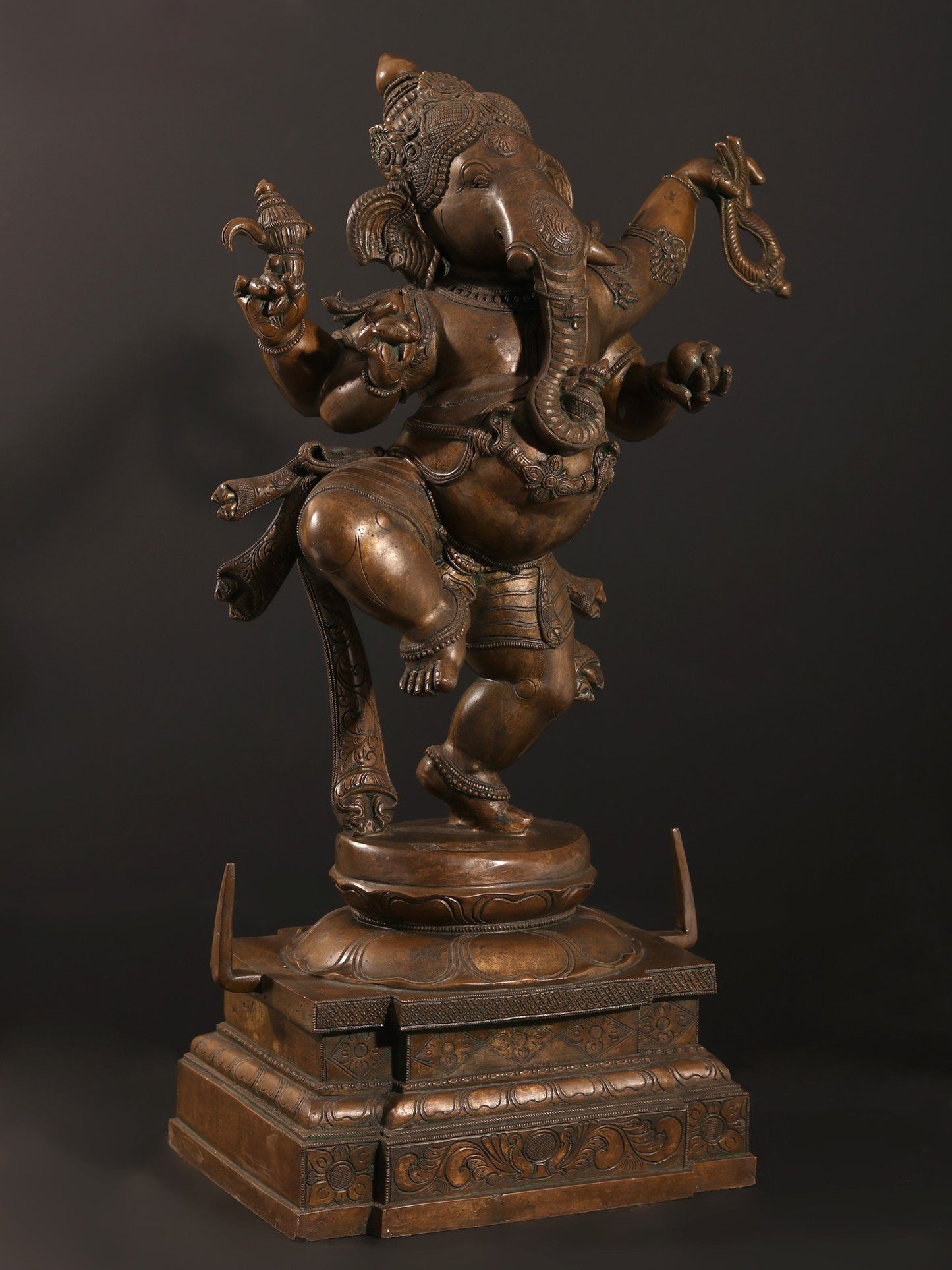 29" Four-Armed Dancing Lord Ganesha Bronze Sculpture | Bronze Statue