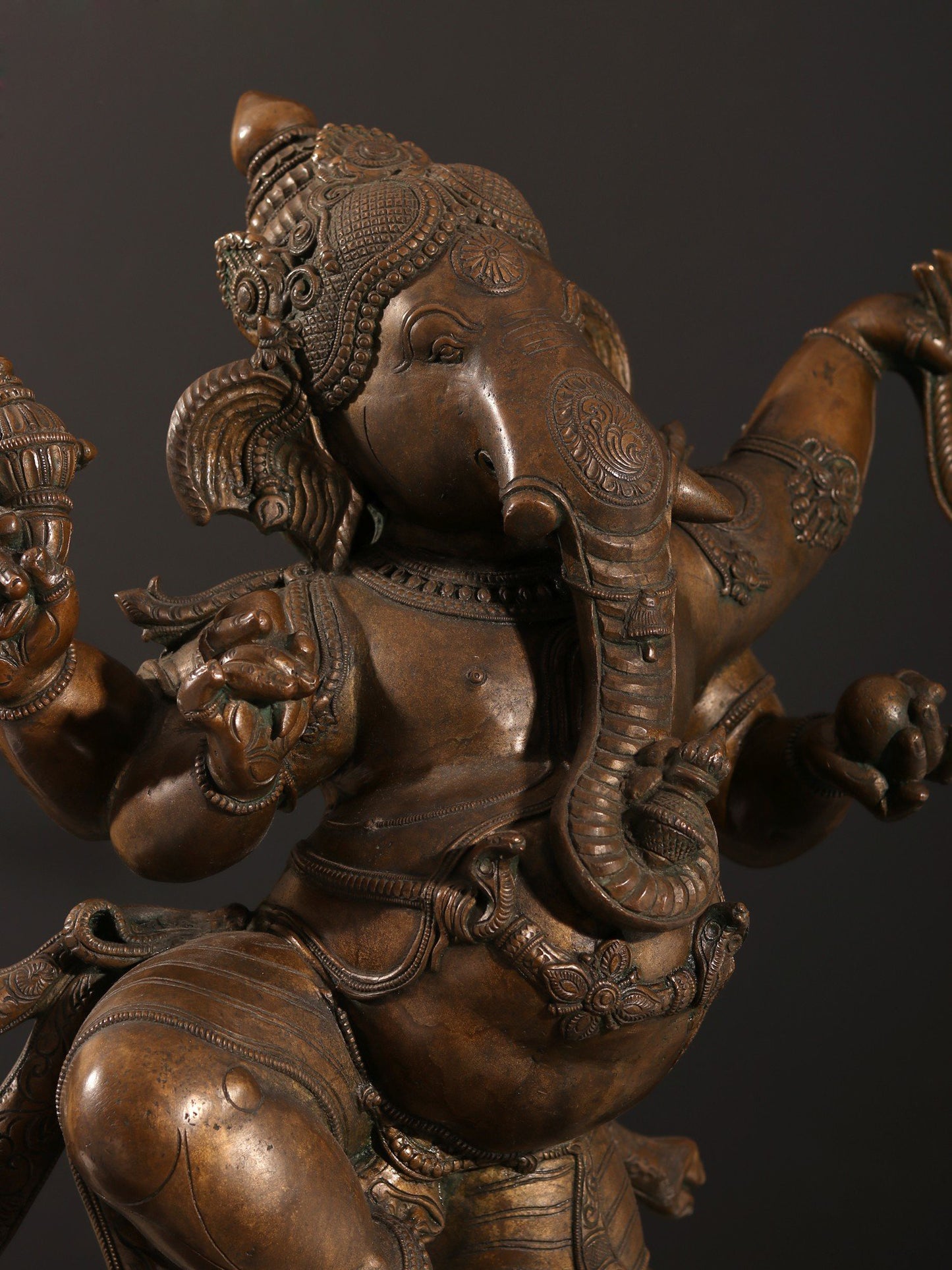 29" Four-Armed Dancing Lord Ganesha Bronze Sculpture | Bronze Statue