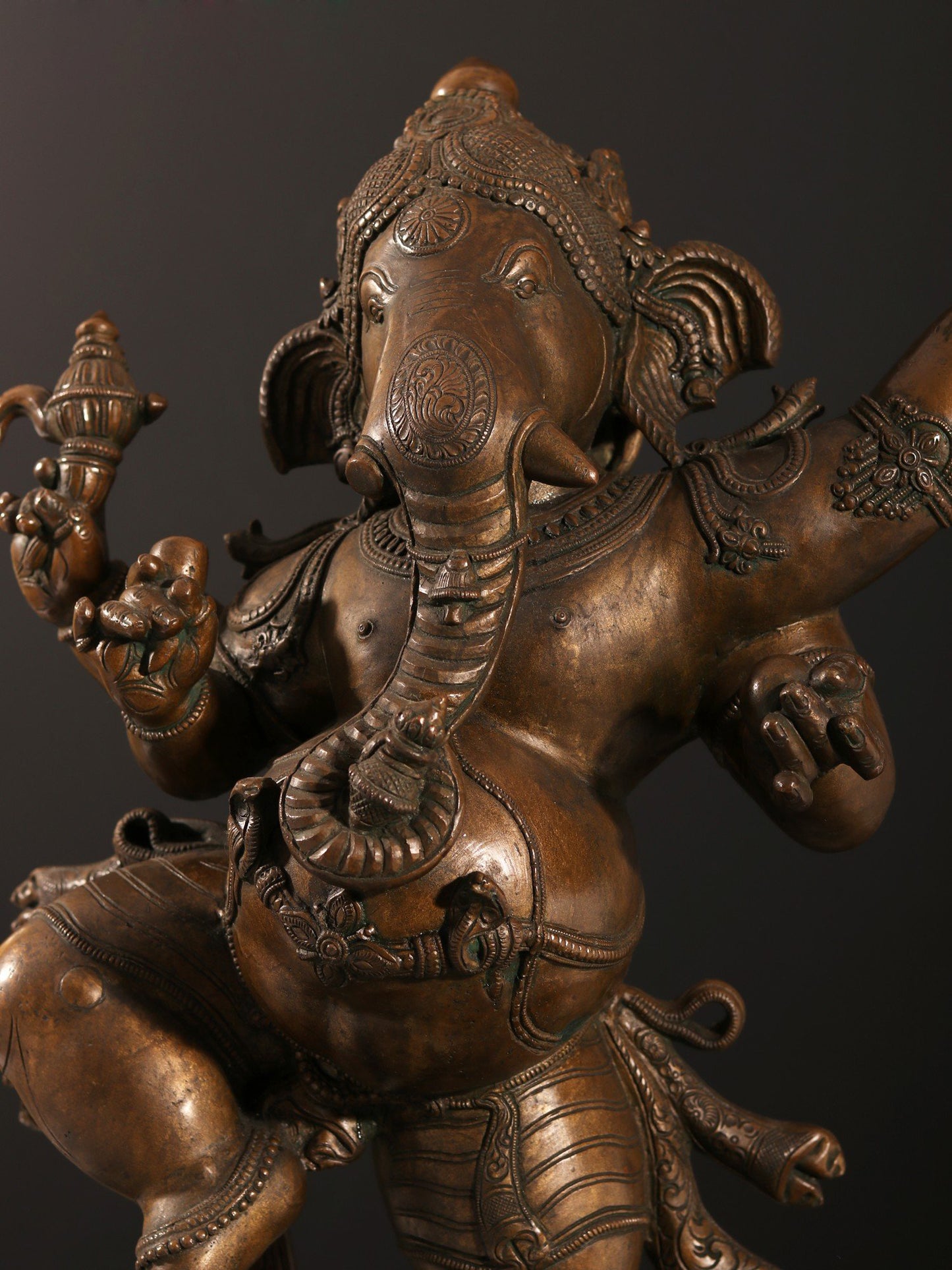 29" Four-Armed Dancing Lord Ganesha Bronze Sculpture | Bronze Statue