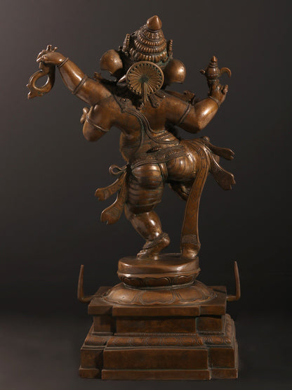 29" Four-Armed Dancing Lord Ganesha Bronze Sculpture | Bronze Statue