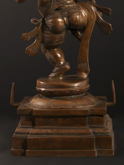 29" Four-Armed Dancing Lord Ganesha Bronze Sculpture | Bronze Statue