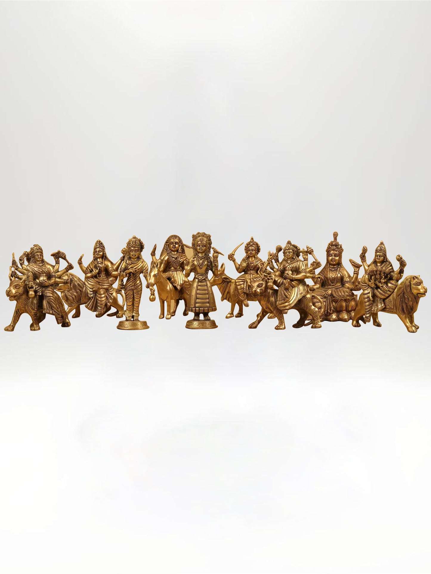 9-Inch Set of Navadurga Brass Idols | Statue for Home Vastu